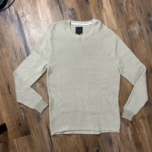 Claiborne Men's Cream Ribbed Crewneck Sweater